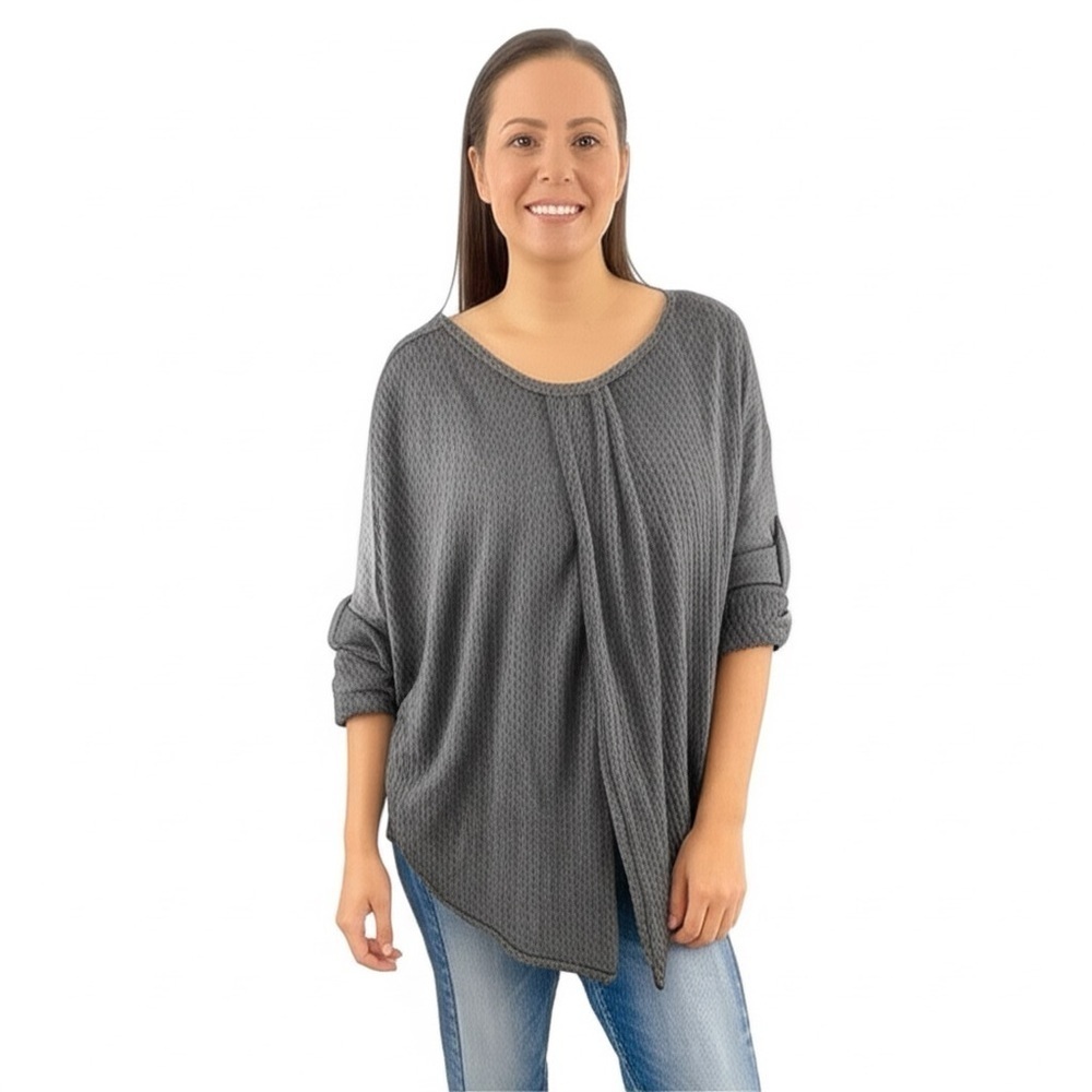 𝅺Charcoal Gray Draped Flyaway Front Cardigan Size M